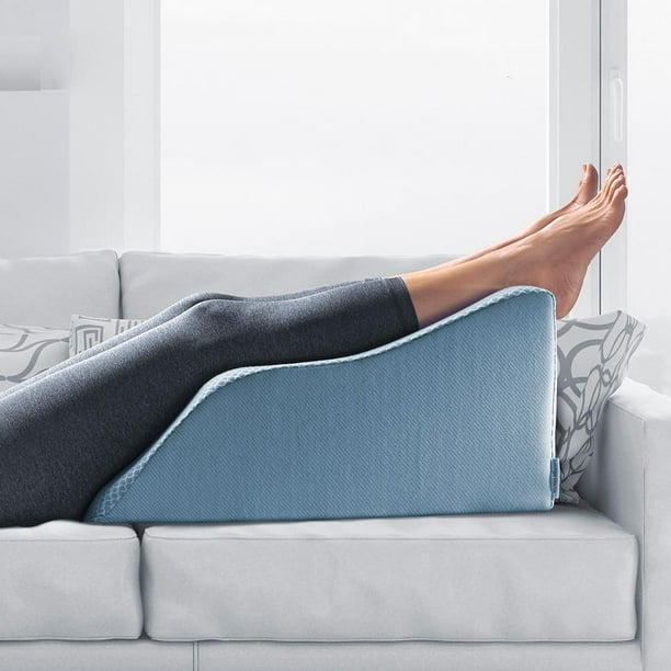 Lounge Doctor Elevating Leg Rest Pillow Wedge w Cooling Gel Memory Foam LIGHT BLUE Cover Small 24"-Foot Pillow-Leg Support-reduce swelling-improves circulation