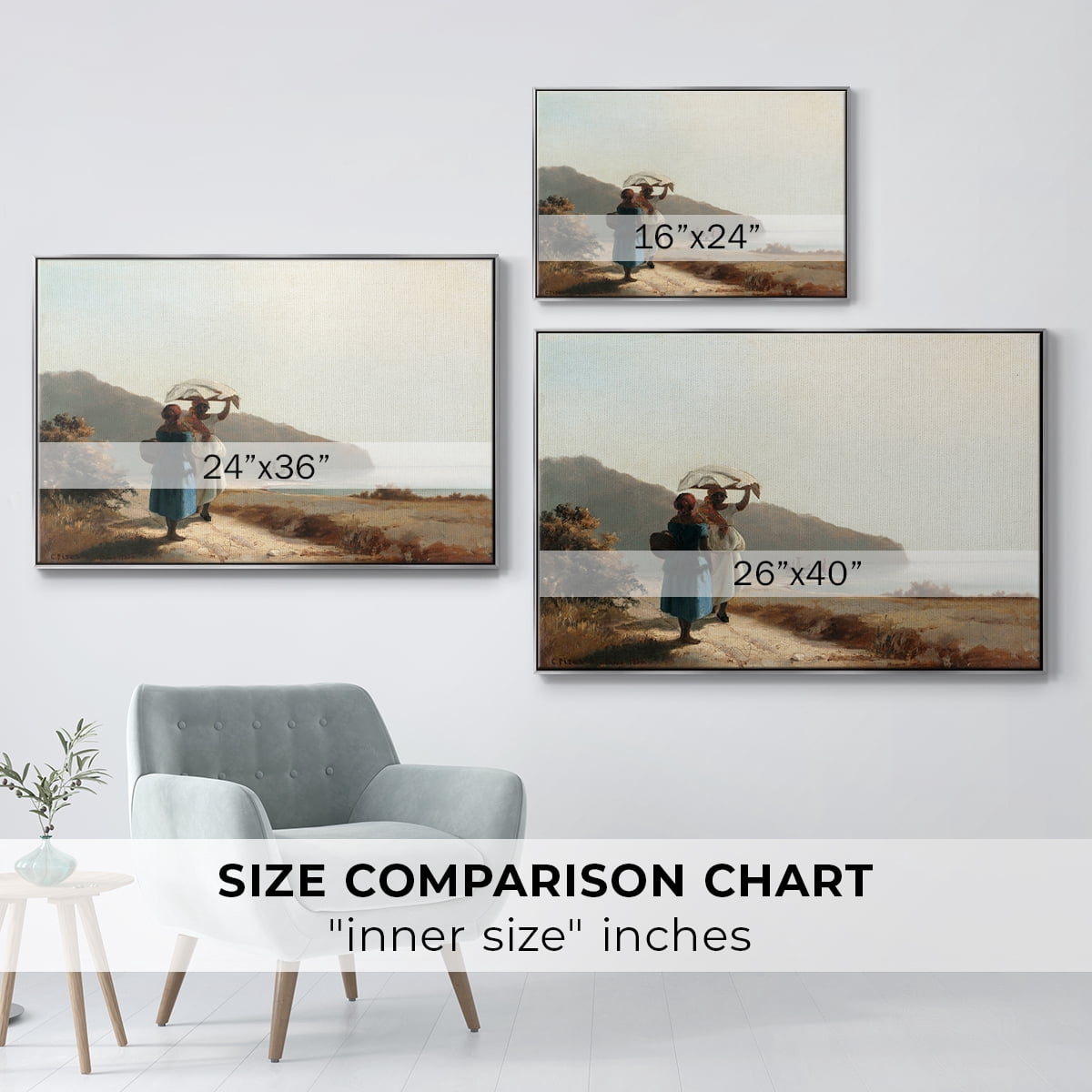 Vintage Landscape-CIX By Wexford Home Framed in Silver Wood Gallery Wrapped Canvas 25 in. x 37 in.