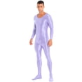thumbnail image 4 of iEFiEL Mens Shiny Smooth Jumpsuit Long Sleeve Full Body Length Bodysuit for Fitness Workout, 4 of 7