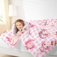 thumbnail image 4 of Homewish Cartoon Axolotl Salamander 3 Pieces Queen Comforter Set for Preppy Child,Geometric Plaid Ultra Soft Bedding Sets,Kawaii Bow Knot Cherry Bedding Comforter Set Breathable, 4 of 8