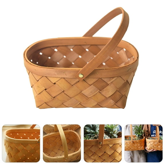 PAMINGONO Woven Storage Basket Cedarwood 1Pcs 12.6x12.6x9.8in Portable