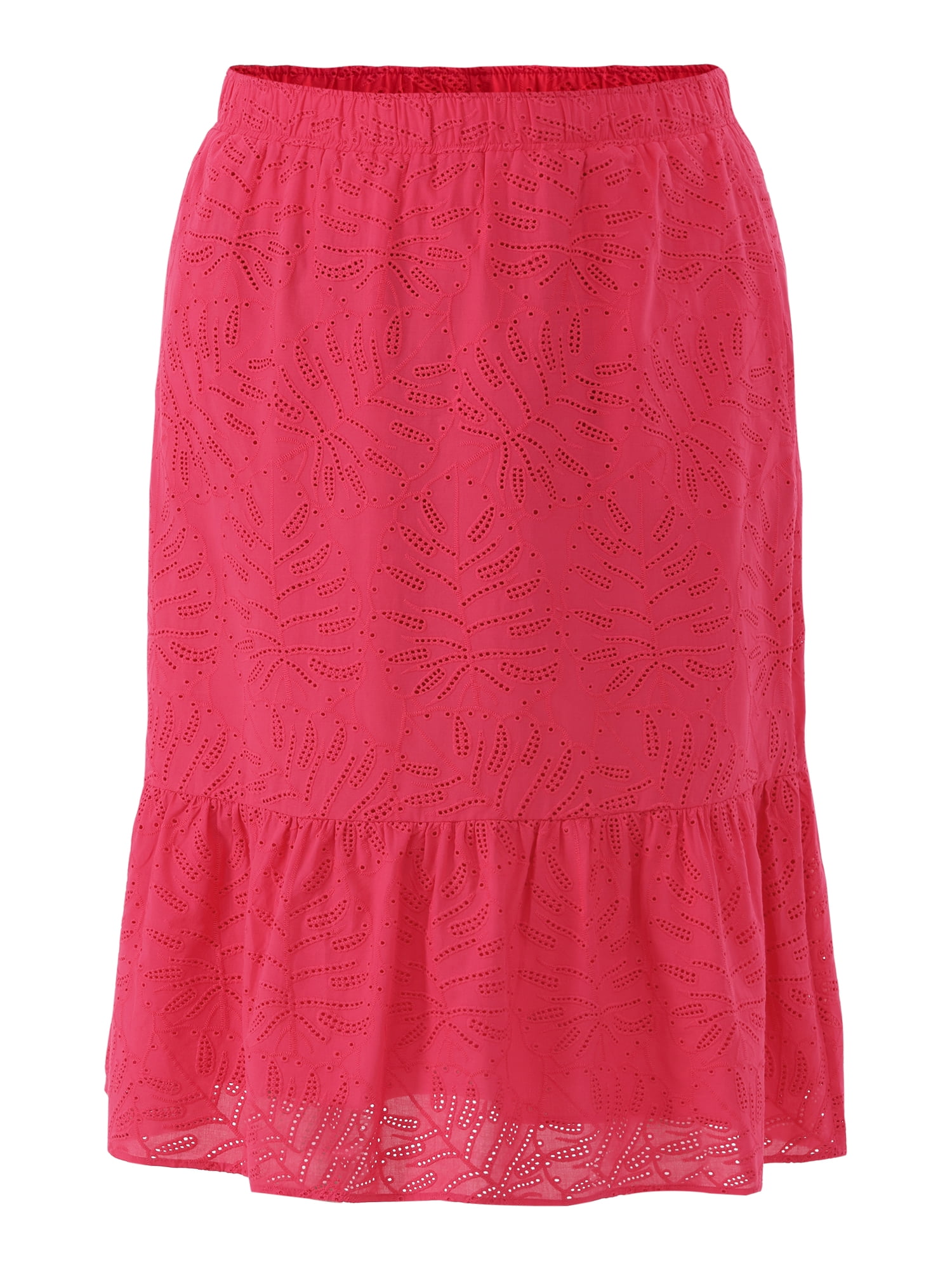 Time and Tru Women's Cotton Eyelet Tiered Midi Skirt with Elastic Wasitband, XS-XXXL, 1X-4X