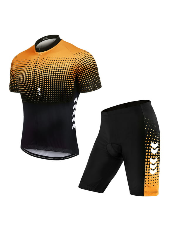 Men's Summer Short Suits Cycling Set Cycling Jersey with 5D Padded Riding Shorts Quick Dry Breathable Cycling Jersey Set for Outdoor Sport Cycling Biking