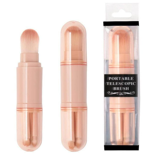 4 in 1 Makeup Brush Portable Brush Handheld Girl Travel Brush Set Facial Cosmetic Makeup Tool Type 1 Skin Color