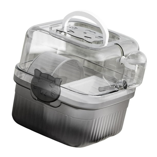 Jaula para hámster transparente y práctica, caja de transporte para hámster. Blanco