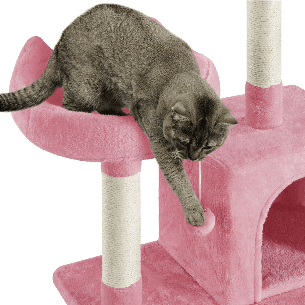 Alden Design 70″ H Multi Level Cat Tree Tower with 2 Foam-Padded Perches, Pink