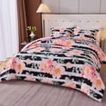 thumbnail image 5 of Koniroom 3PCS Black Pink Floral Comforter Set King Size, Botanical Bedding Sets with Watercolor Roses for Women Teen Girls, 5 of 9