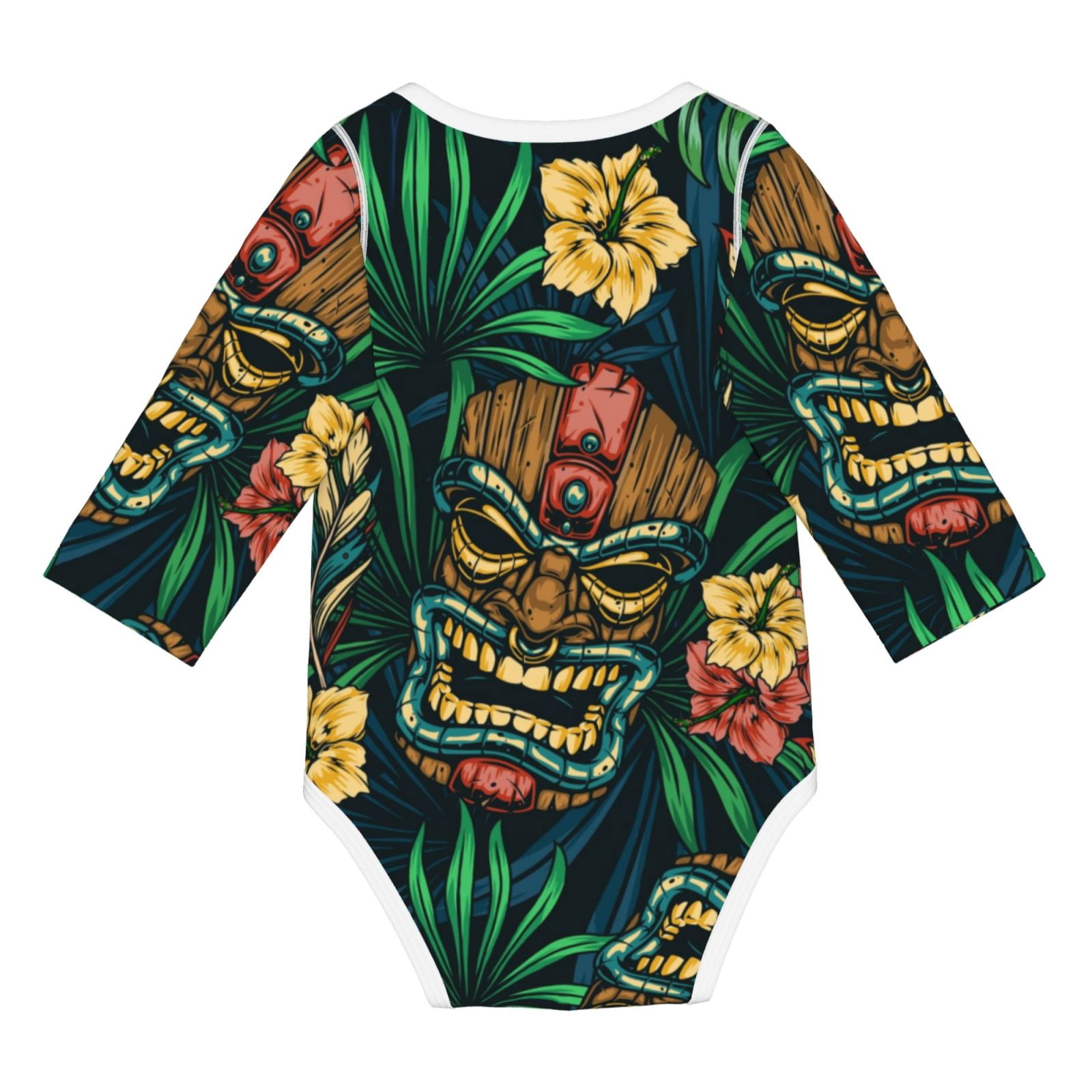 Picia Tropical Tribe Mask for unisex-baby Long-sleeve Bodysuit,Newborn Baby Boy Girl Onsies Bodysuit-12 Months