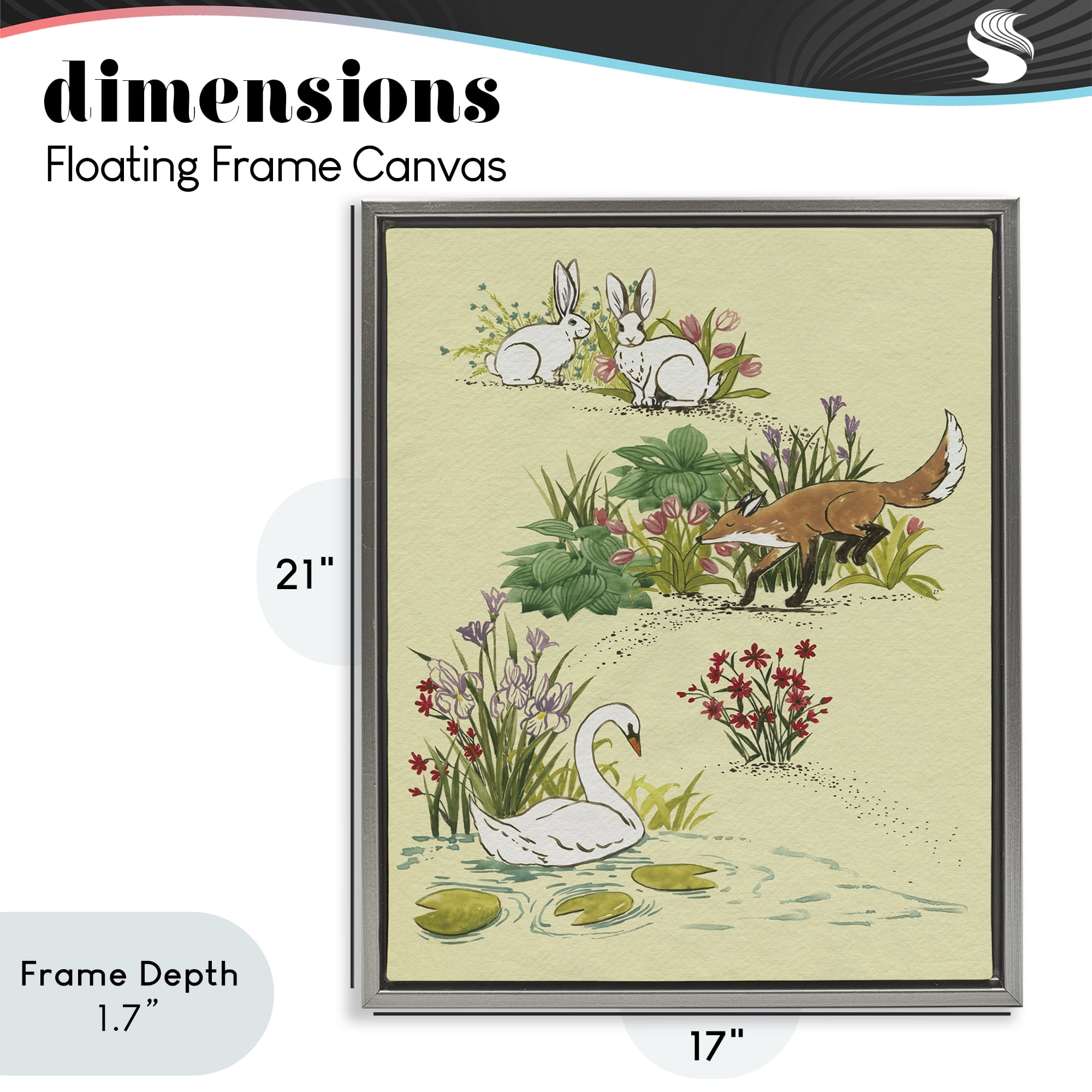 Stupell Industries Animals In Nature Scenes Gray Framed Floater Canvas Wall Art, design by Grace Popp