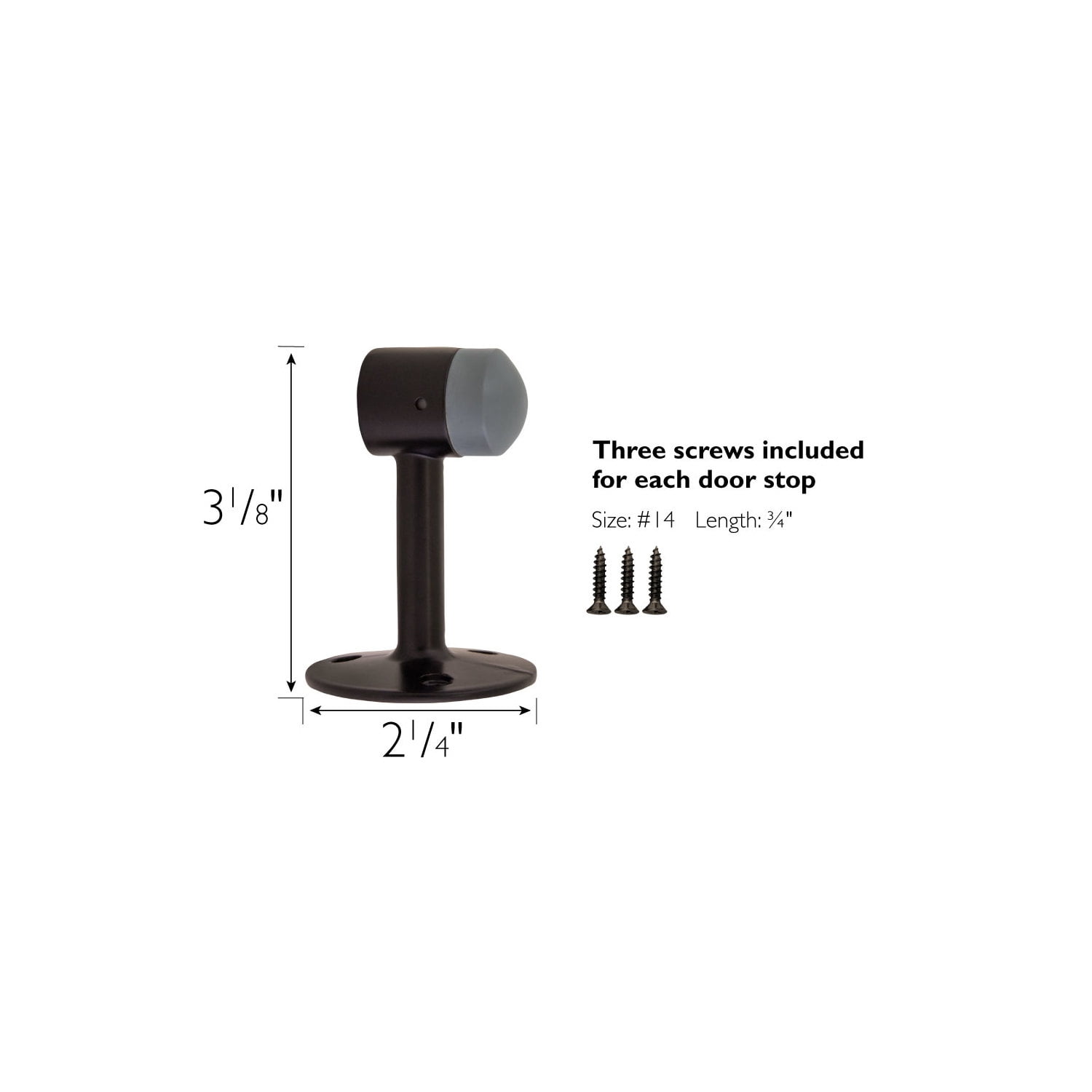 Design House 2-Pack Gooseneck Door Stop Wall Protect with Rubber Tip, Oil Rubbed Bronze