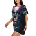 thumbnail image 2 of Rateoe Modern Abstract Colorful Skull Pattern Women's Short-Sleeved Pajama Set - 2 Piece Soft and Lightweight Sleepwear Set-X-Large, 2 of 7