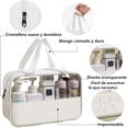 thumbnail image 3 of Neceseres de Maquillaje de Viaje, 3 Paquetes, Organizador Cosmético con Cremallera para Mujer, Resistente al Agua, para Brochas y Accesorios Digitales (Blanco), 3 of 4