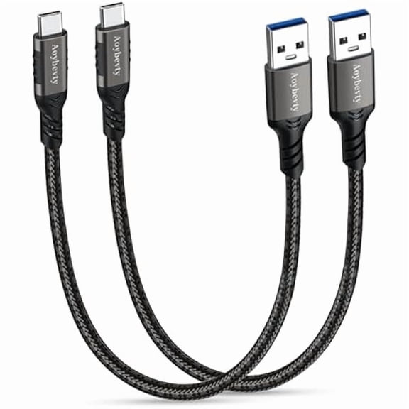 USB A to USB C Cable (2 Pack 1.6FT), USB 3.1/3.2 10Gbps Data Transfer and 60W 3A Fast Charging Cable for Samsung Galaxy External SSD and Other Type C Phone Laptop PC Devices
