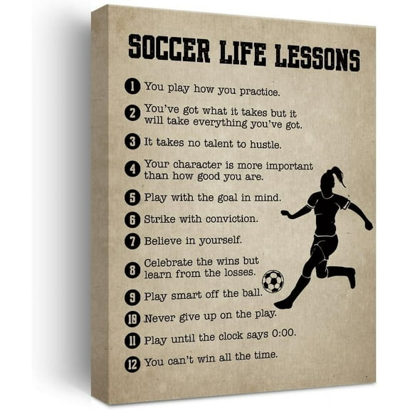 Soccer Gifts Inspirational Wall Decor Canvas Wall Art Artwork Sports Framed Art Paintings Soccer Posters for Soccer Player Athletes Living Room Sports Club Playroom Bedroom Girls Room Gym Decor