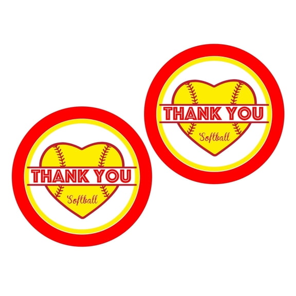 Softball Thank You Stickers label Tags 24pcs , Girl Softball Birthday Decoration Party Supplies , Team Baby Shower Themed Celebration