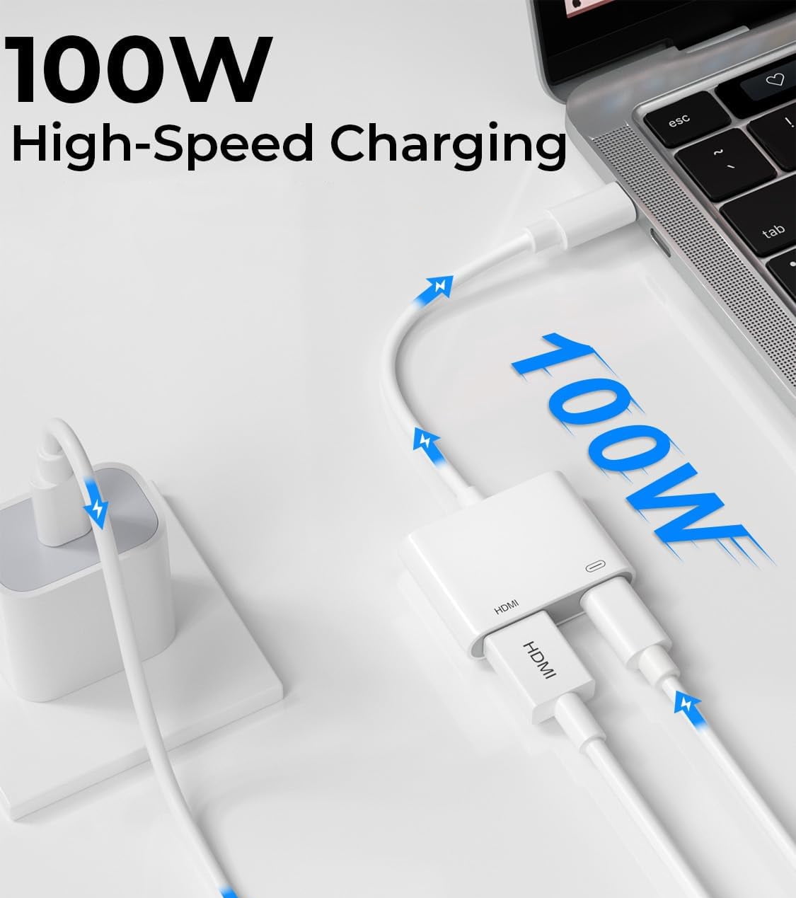 Apple USB-C to HDMI Adapter 4K@60Hz for iPhone 15 16 17 MacBook Pro Air iPad Pro, MFi Certified Type-C Digital AV HDMI 2.0 Cord Compatible with Samsung Galaxy S25, Nintendo Switch, Pixelbook, XPS