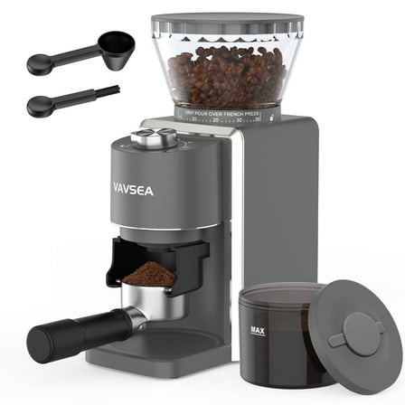VAVSEA Conical Burr Coffee Grinder 35 Grind Settings, Electric Bean Coffee Grinder for Espresso, Drip, Pour over, Cold Brew, French Press, Matte Gray