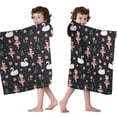 thumbnail image 4 of Ballerina Princess Swan Pattern Hooded Bath Towel，50"x30" for Ages 3 To 12 Kids, Quick Dry Lightweight Soft Microfiber Hood Beach Towel Cover Up for Kids, 4 of 7