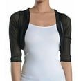 thumbnail image 3 of Fashion Secrets Junior's Sheer Chiffon Bolero Shrug Jacket Cardigan 3/4 Sleeve (X-Small, Black), 3 of 3