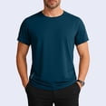 thumbnail image 2 of enyan Skin-Friendly Soft Fabric Daily Shirts Men's Cotton Crewneck T-Shirts Short Sleeve Plain Tee Moisture Wicking Casual Tshirts Solid Color (Dark Green,XXXXXL), 2 of 7