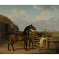 thumbnail image 3 of Jacques-Laurent Agasse 17x15 Black Modern Framed Museum Art Print Titled - Bay Ascham, a Stallion, Led Through a Gate to a Mare, 3 of 5