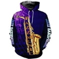 thumbnail image 2 of Chandails en Molleton pour Hommes Impression 3D Sax Musique Graphique Chandails à Capuchon pour Hommes Mode Manches Longues Pullovers Surdimensionnés Streetwear, 2 of 5