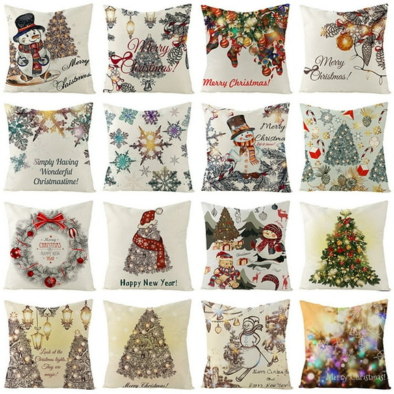 Gcvizuso Christmas Pillows, Fall Throw Pillows, Christmas Flax Soft Pillowcase Sofa Waist Throw Pad Cover Home Decoration