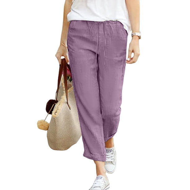 WILLBEST Pantalones Casuales de Verano para Mujer, Ligeros, Cómodos, Transpirables, para Playa, con Bolsillo para Uso Diario. Chica