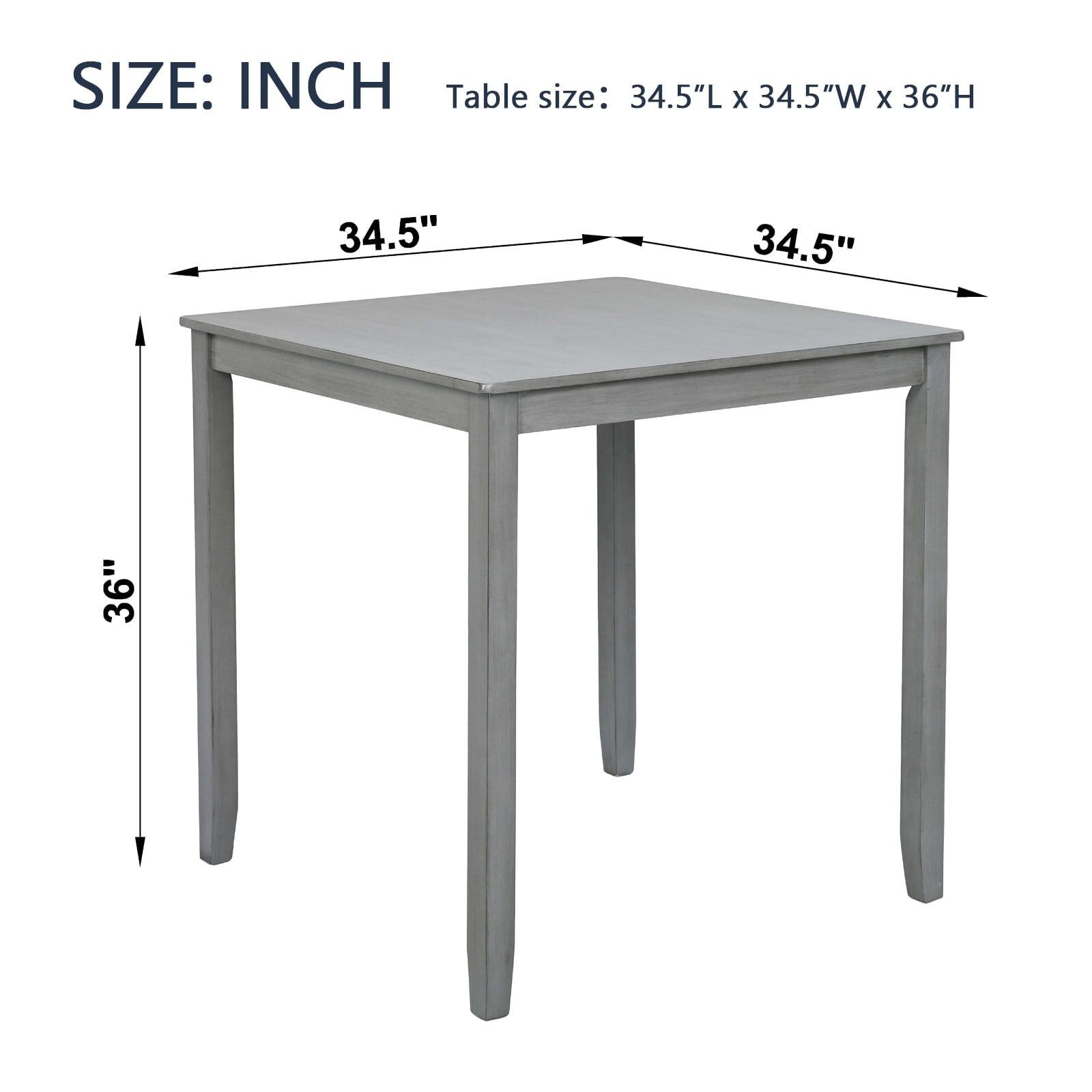 HOQBN Square Dining Table,34.5" Wooden Kitchen Table for 4,Counter Height Table Kitchen Table for Kitchen & Living Room,Space-Saving,