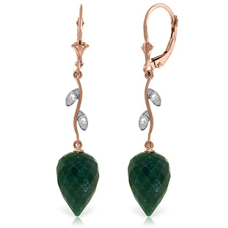 Alarri 25 72 Carat 14k Solid Rose Gold Diamond Drop Emerald Earrings
