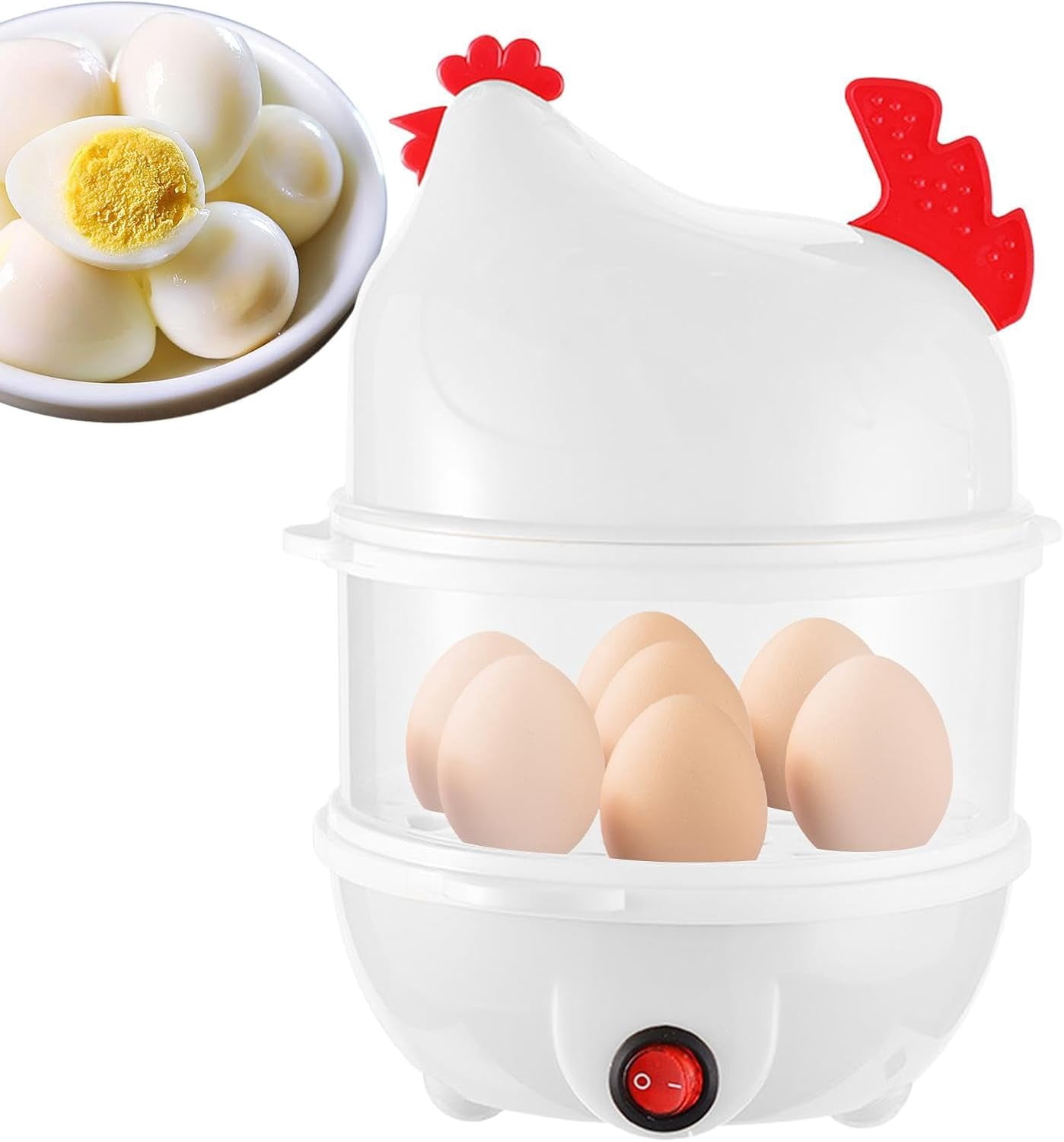 Egg Cooker - 7-Hole Electric Double Layer Chicken | Rapid Egg Cooker Cooking Steamer - for Home Restaurant Apartment Dorm Hotel Corn Bun Sweet Potato Milk