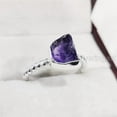 thumbnail image 2 of Natural Amethyst Ring, Rough Amethyst Gemstone Ring, Feb Birthstone, Twisted Band, 925 Sterling Silver, Womens Ring, Christmas, Thanksgiving, Handmade, Statement Jewelry, Rough Gemstone Jewelry, 2 of 6