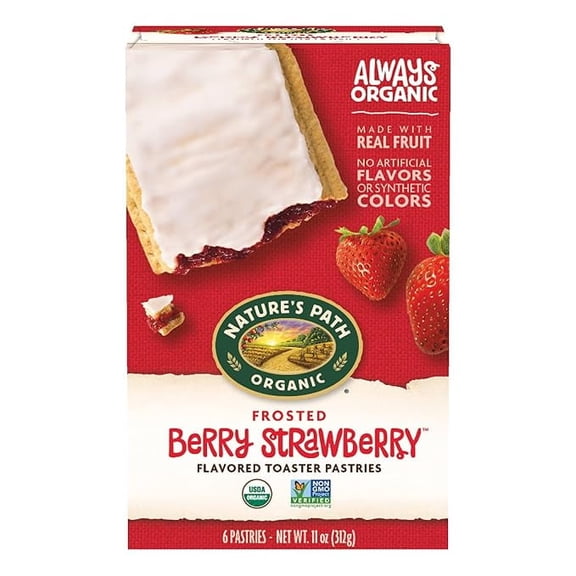 Nature's Path Organic Frosted Berry Strawberry Toaster Pastries, 11 oz Non-GMO( Pack of 2 )
