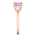 thumbnail image 3 of Three-Stone Engagement Ring for Women - 2.5ct Simulated Pink Diamond in 18K Rose Gold Promise Ring, 3 of 6