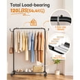 thumbnail image 3 of Enogets Heavy Duty Rolling Garment Rack，Metal Clothing Rack for Hanging with Stroage Shelf and Hooks（Black, 31.5"）, 3 of 9
