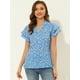 thumbnail image 2 of Blusa Informal Con Cuello En V Y Manga De Casquillo Superior Con Estampado Floral Para Mujer Azul M, 2 of 5