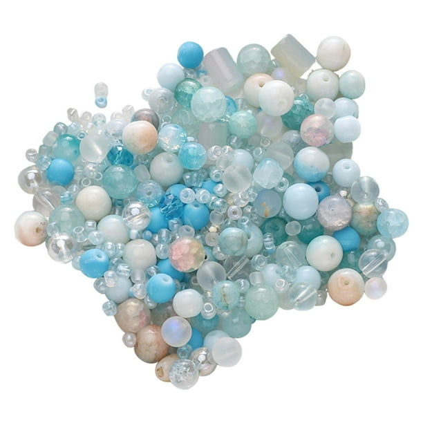 Kit para hacer collares de cuentas, cuentas pequeñas elegantes hechas a mano para niñas, cuentas de vidrio para mujeres DIY Azul