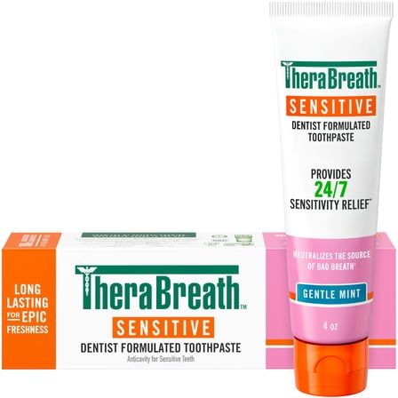 TheraBreath Sensitive Toothpaste, 24/7 Sensitivity Relief (1), Gentle Mint, 4 Oz