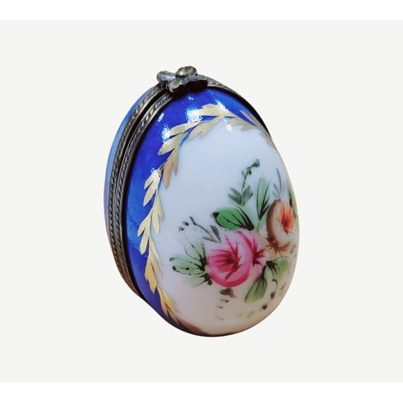 Blue Egg Vertical Perfume Box | Limoges Boutique France Limoges Box Porcelain Figurine