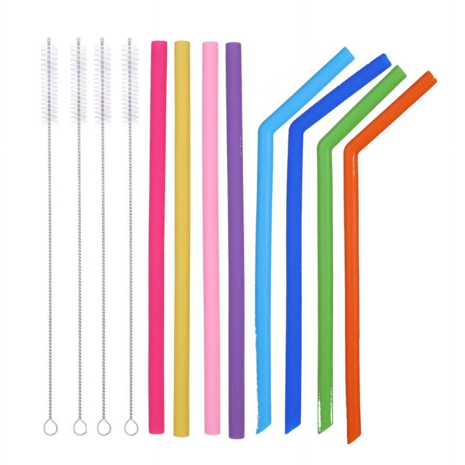 12 pcs Reusable Silicone Drinking Straws, No Rubber Taste Long Flexible  Straws with 4 pcs Cleaning Brushes for 30&20 OZ Yeti/Rtic/Ozark Tumblers 