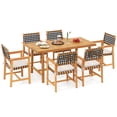 thumbnail image 2 of Costway 7PCS Patio Dining Set, Acacia Wood Table & 6 Armchairs with Padded Seat Cushions, 2 of 10