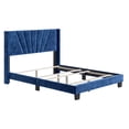 thumbnail image 4 of Boyd Sleep Valencia Blue Velvet King Size Fully Upholstered Platform Bed Frame with Adjustable Headboard, Qualified Box Spring or Foundation Required for Use, 4 of 11