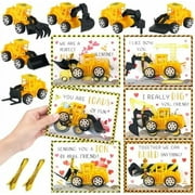 30 Construction Vehicle Valentines Day Cards Set - 30 Construction Trucks - Valentines Day Classroom Exchange Greeting Cards for Party Favors Gifts