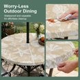 thumbnail image 5 of Round Outdoor Tablecloth with Umbrella Hole and Zipper, Starfish Beige Coastal Tablecloth with Elastic Waterproof, Summer Nautical Shell Beach Patio Table Covers for 36" - 44" Picnic Pool Tables, 5 of 9