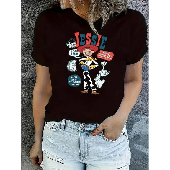 Jessie The Cowgirl Graphic Tee - Women’s Casual Round Neck Short Sleeve T-Shirt, Soft & Comfortable Summer Top with Playful "I'm Just Here for the Sna