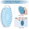 thumbnail image 4 of 2 Pack Silicone Body Scrubber, 2 in 1 Bath and Shampoo Brush, Soft Silicone Loofah for Sensitive Skin, Double-Sided Body Brush for Men Women, Lathers Well, Gentle Exfoliating (Blue, Green), 4 of 5