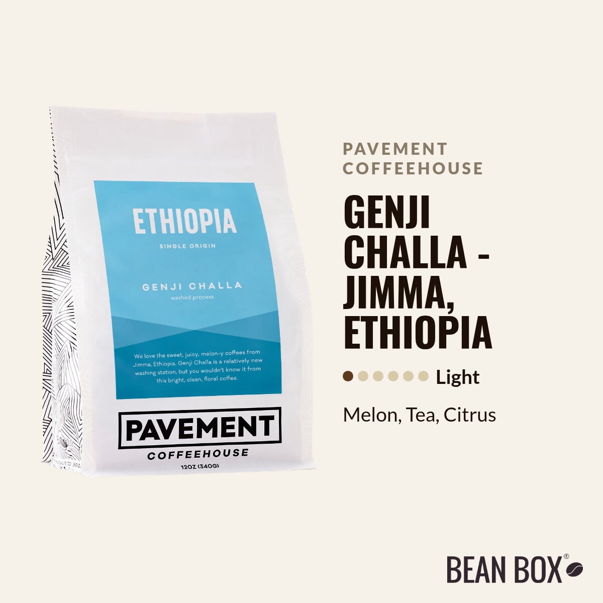 Genji Challa - Jimma, Ethiopia - Roasted by Pavement Coffeehouse - Whole Bean Coffee - 12oz Bag