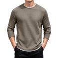 thumbnail image 2 of XRoczxe Men's Thermal Waffle Knit Long Sleeve T-Shirt, Crew Neck Slim Fit Textured Henley Top, Casual Basic Undershirt for Fall Winter Layering, 2 of 8