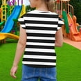 thumbnail image 5 of Mgmyaa Girls' Short Sleeve T-Shirts Spring Summer Casual Striped Print Raglan Crewneck Pullover Base Layer Tops 5-15 Years, 5 of 6