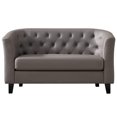 thumbnail image 5 of Husbedom 50 inches Modern Loveseat Sofa, Button Tufted Faux Leather Barrel Loveseat, Mid-century 2 Seater Sofa Couch, Small Loveseat for Small Spaces, Living Room and Bedroom, Light Brown, 5 of 8